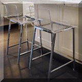 F25. Modernist Chiaro clear acrylic ”barely-there” bar stools with nickel finish designed by Mermelada Estudio. 5 Total. 24” (counter height) 